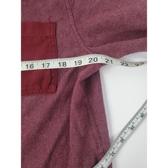On The Byas Button Up Long Sleeve Flannel  Shirt Mens Size Large Maroon Western - Picture 5 of 7